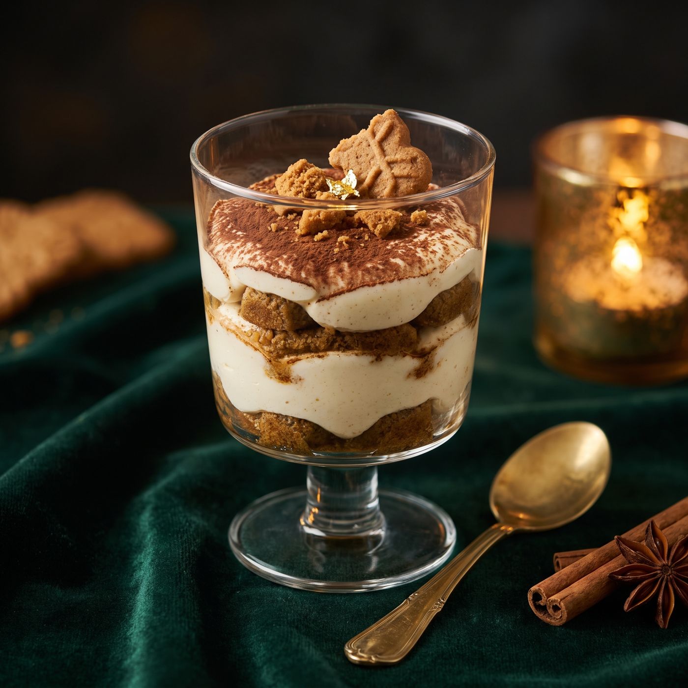 Spekulatius-Tiramisu im Glas mit Zimt und Sternanis
